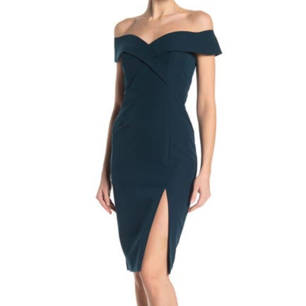 Teal off the shoulder dress